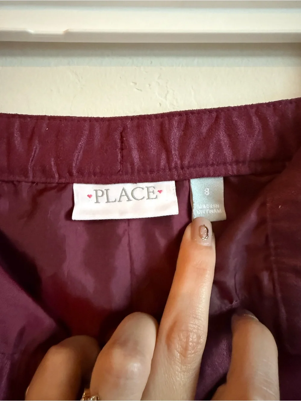 The Children's Place Button-Front burgundy Wine faux suede skirt